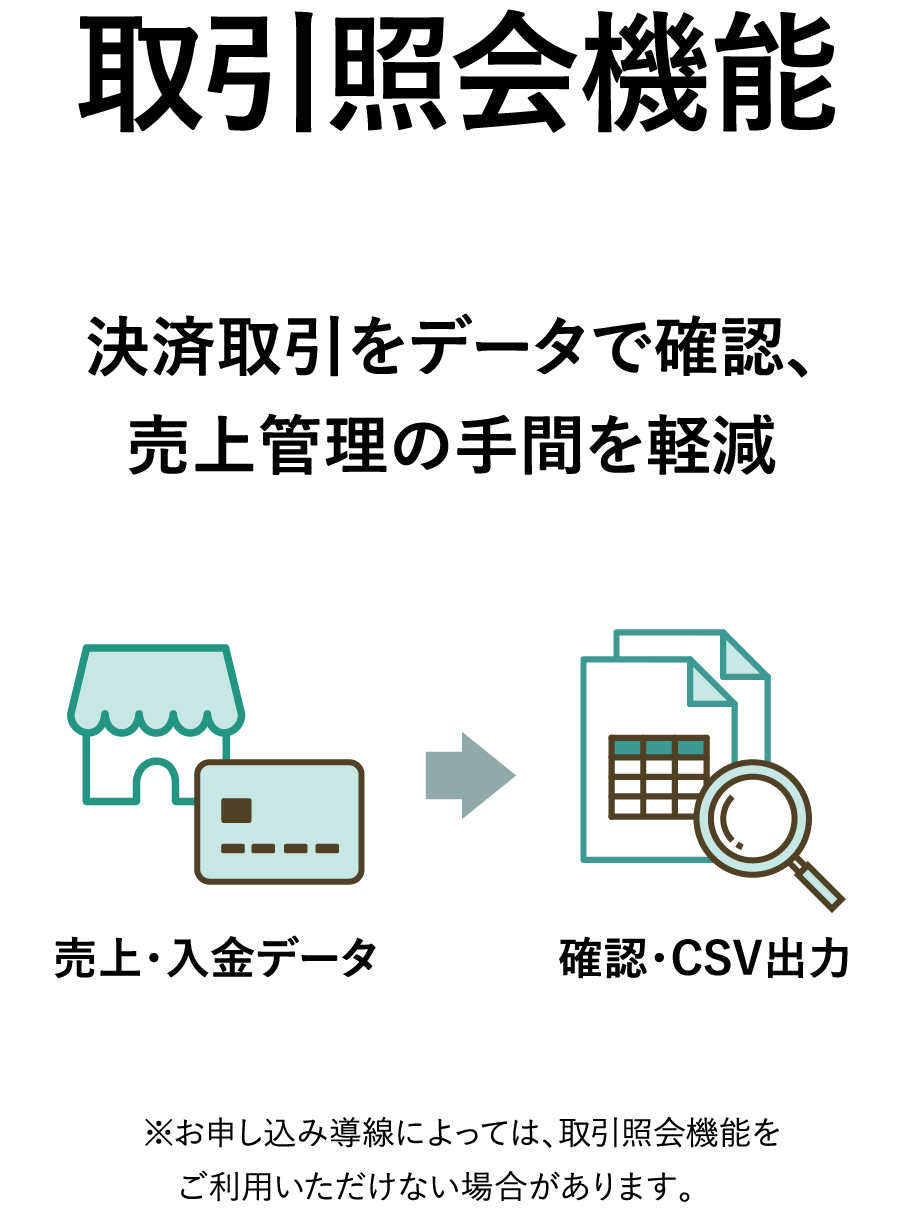 取引照会機能 決済取引をデータで確認、売上管理の手間を軽減