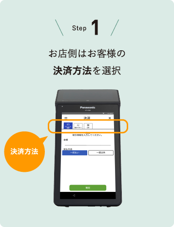 STEP1 お店側はお客様の決済方法を選択